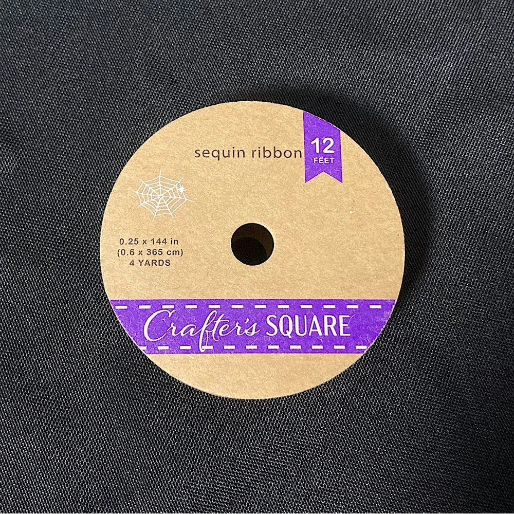 💫 Crafter’s Square Black Sequin Ribbon 0.25” x 144”